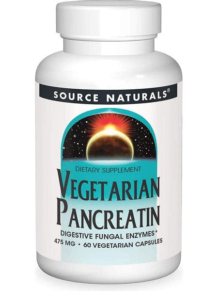 Source Naturals Vegetarian Pancreatin 475 Mg 60 Vegetarian Capsules