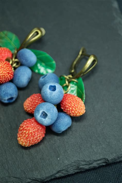 Earrings Blueberry Strawberry Vclay Lab S Ko Fi Shop Ko Fi