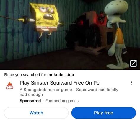 Since You Searched For Mr Krabs Stop Play Sinister Squiward Free On Pc