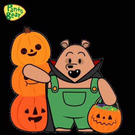 Happy Halloween Pants Bear Waving GIF | GIFDB.com