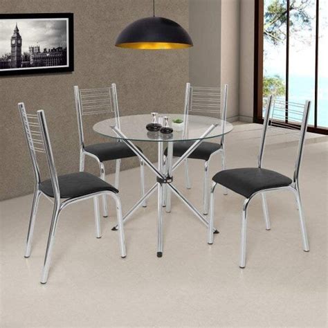 Conjunto De Mesa Tampo Em Vidro 4 Cadeiras Camila Premium Ciplafe