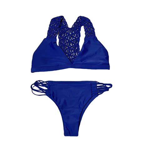 Mikoh Swim New Mikoh Tuamotu Macrame Bikini Set Navy Blue Poshmark