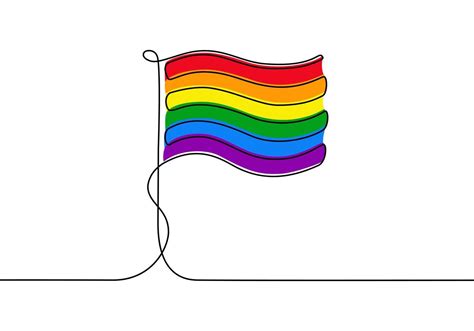 One line drawing LGBT pride flag. Gay and lesbian support. 7342179 ...