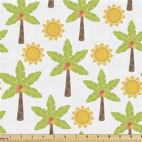 Ambesonne Palm Tree Fabric By The Yard Upholstery Tropical Nature Sun