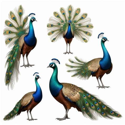 A Drawing Of Peacocks With Feathers And Feathers Premium Ai Generated