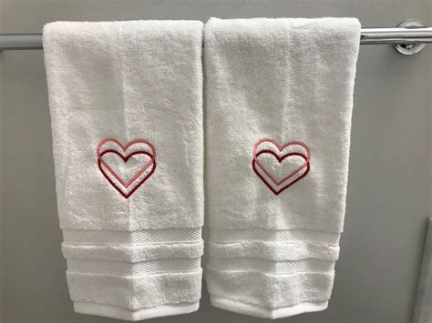 Set Of Two Heart Hand Towels Valentine S Day Towels Etsy