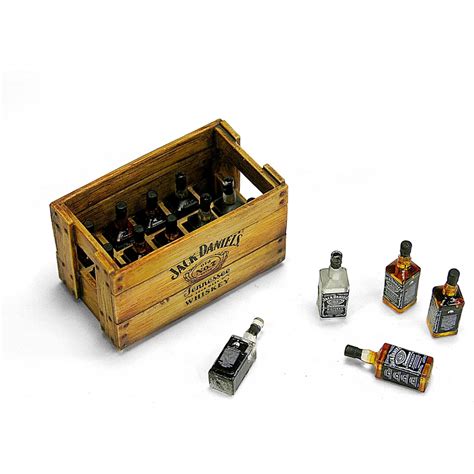 AK INTERACTIVE 1 24 Wooden Boxes Jack Daniels Bottles whiskys üveg