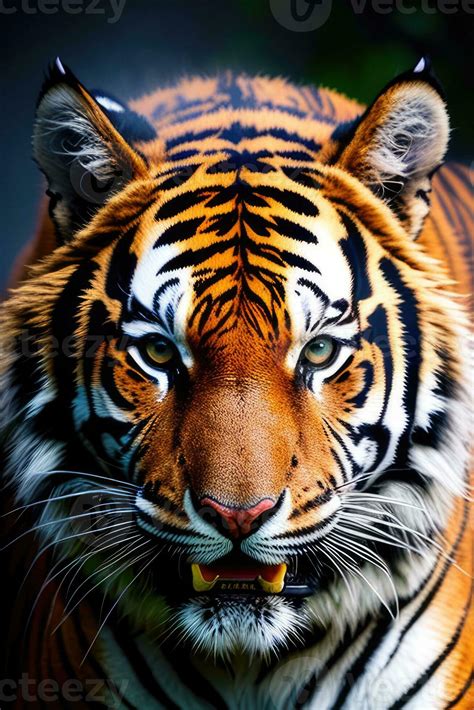 Close-up front view portrait of roaring Tiger. Generative AI 26287744 ...