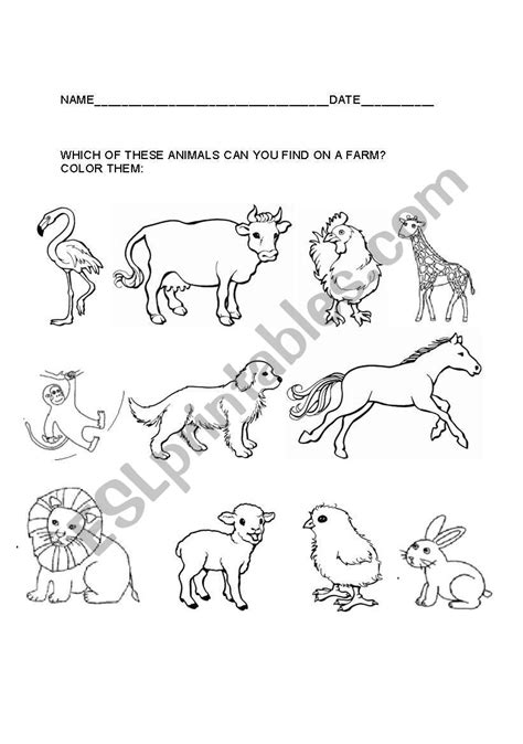 Farm Animals Esl Worksheet By Kittylessa Cdc