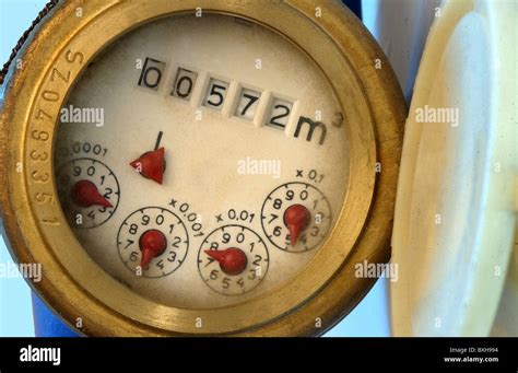 clocks, water meter, for drinkable water, Germany, cubic meter, cubic ...