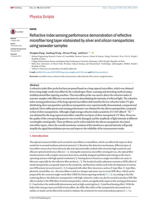 Refractive Index Sensing Performance Demonstration Of Reflective