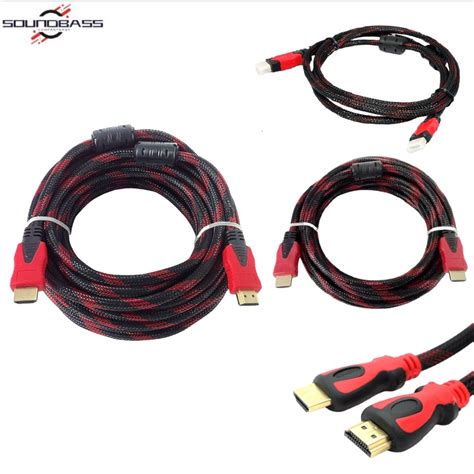 HDMI Cable High Speed 3m/5m/10m full HD 1080p High Speed HDMI Cable Red Black Braided Cord ...