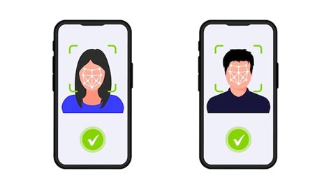 Premium Vector Face Id Icon Face Identification On Mobile Phone