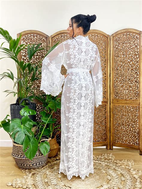 Lace Kimono Robe Wedding Lace Robes Brides Robe Getting Etsy