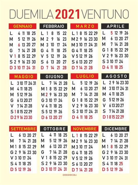 Calendario 2021 Annuale Calendario Stampabile Gratis Calendario