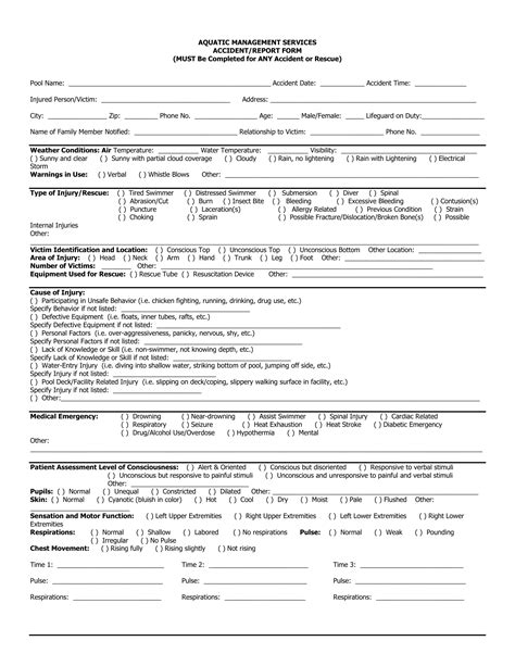 Lifeguard Accident Report Form Fill Out Printable Pdf Forms Online