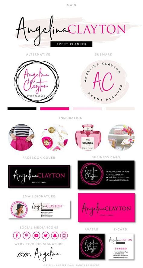 Hot Pink Logo Design Beauty & Makeup Logo Blog Branding Kit - Etsy ...