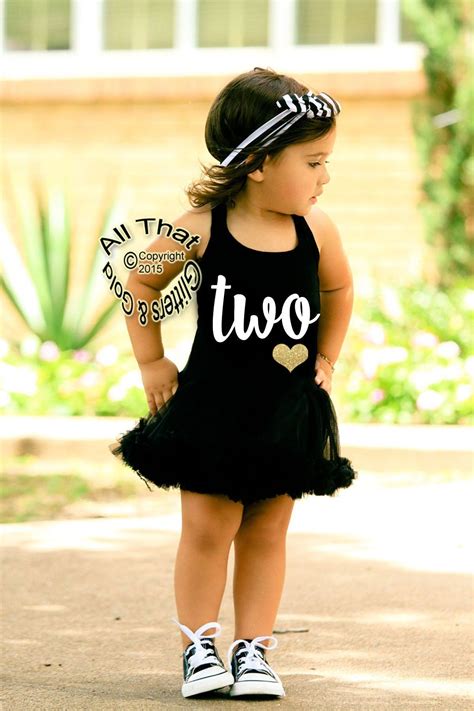 All That Glitters and Gold GandG Black White Number Two 2nd Birthday Dress For Little Girls 1224 ...