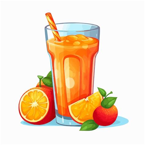 Premium Vector Glass Cup Of Juice Orange Juice Illustration