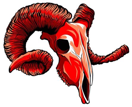 Realistic Red Goat Skull Silhouette In Vector Format For Designers Set