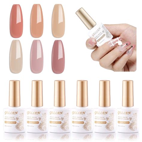 Gellen Nude Gel Nail Polish 6 Colors Nude Warm Gel Polish Set No Wipe Soak Off Glossy UV Gel