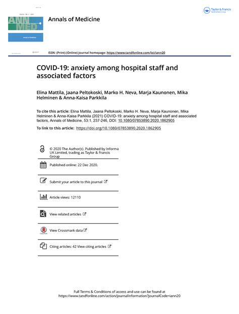 Covid 19 anxiety among hospital staff and associated factors - Full