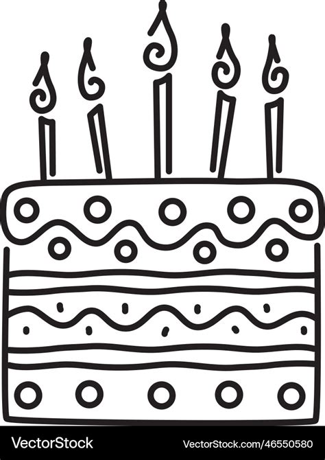 Black Birthday Cake Doodle Drawing Royalty Free Vector Image