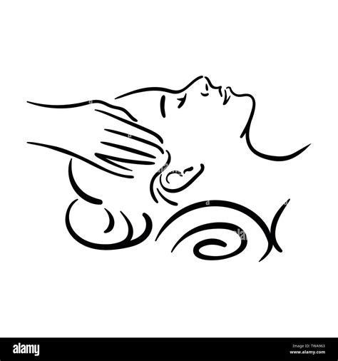 Vector Hand Drawn Illustration Of Spa Face Massage For Woman On White