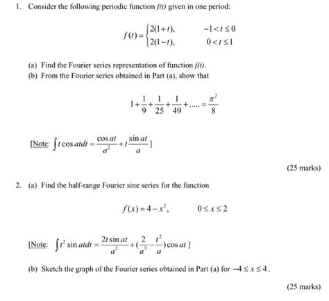 Solved 1 Consider The Following Periodic Function Ft Given Chegg