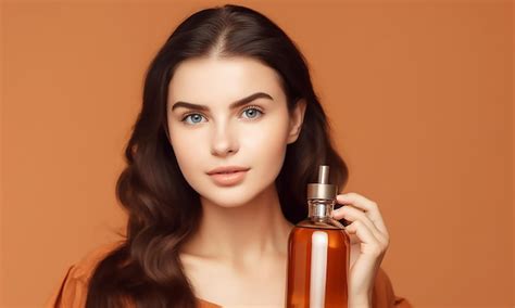 Premium AI Image A Woman Holding A Bottle Of Perfume