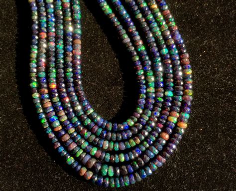 Black Ethiopian Opal Beads Necklace Gemstone 50 To 56 Ct Etsy