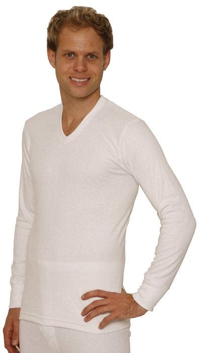 Octave® Mens Thermal Underwear Long Sleeve V Neck Vest British Thermals