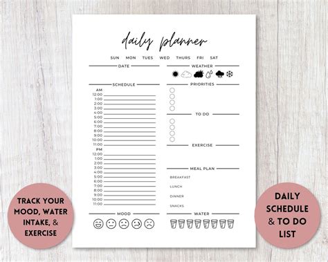 Daily Planner Printable Day Planner Printable to Do List - Etsy