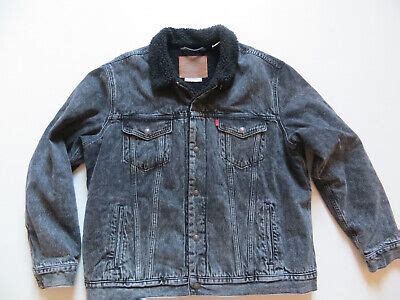 Levi S Herren Jacke Jeansjacke Gr XL Schwarz Vintage Denim Teddy