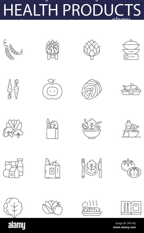 Health Products Line Vector Icons And Signs Supplements