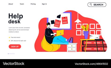 Help Desk Concept For Landing Page Template Vector Image