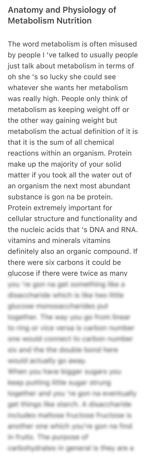 SOLUTION: Anatomy and physiology of metabolism nutrition - Studypool