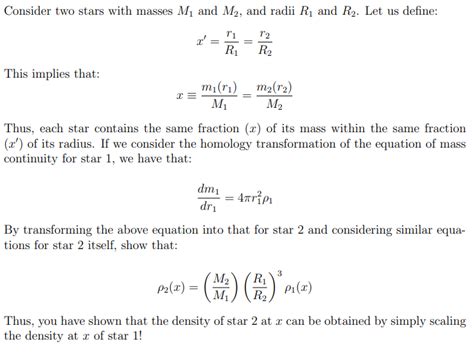 Solved Consider Two Stars With Masses M And M And Radii Chegg