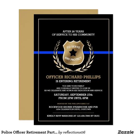 Police Officer Retirement Party Invitation Retirement