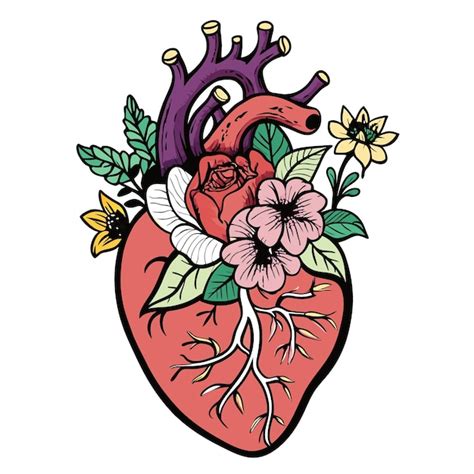 Premium Vector | A drawing of a heart with flowers and a heart that ...