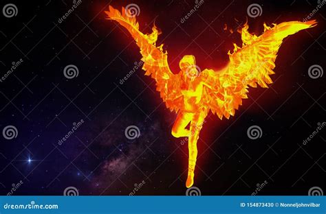 Phoenix Girl Flying In Space Stock Illustration Illustration Of Flame