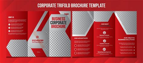 Business Brochure Template In Tri Fold Layout Corporate Design Leaflet