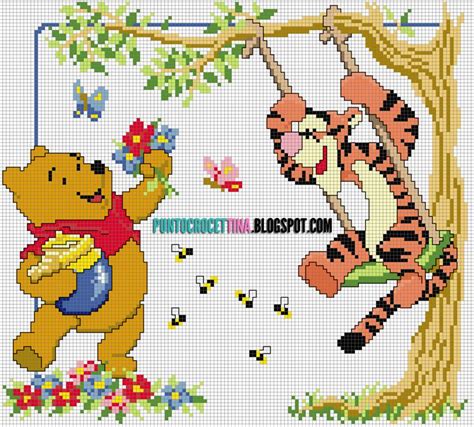 Schema Punto Croce Winnie The Pooh E Tigro Su Altalena Gratis En 2024