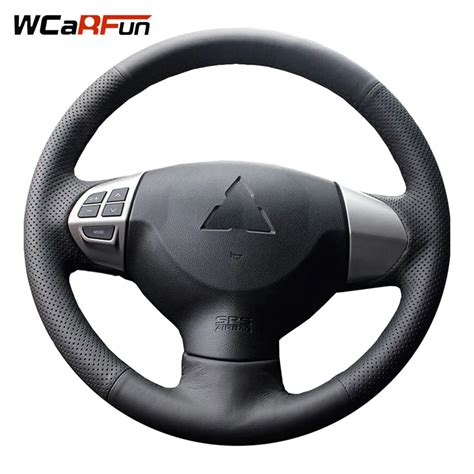 WCaRFun Black Artificial Leather Steering Wheel Cover For Mitsubishi