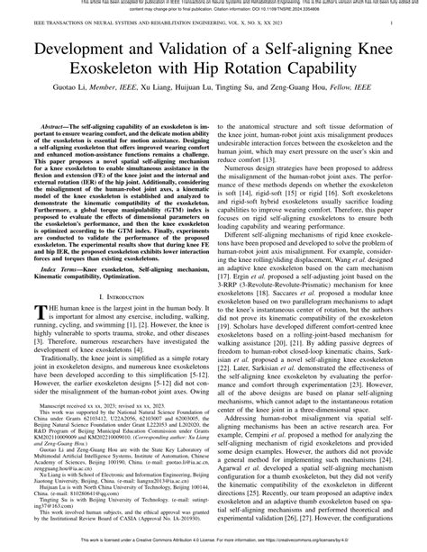 Pdf Development And Validation Of A Self Aligning Knee Exoskeleton