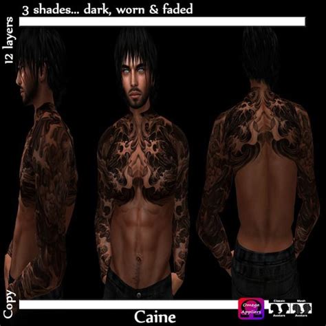 Second Life Marketplace Etched Caine Tattoo With Appliers