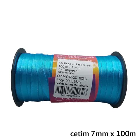 Fita Cetim Simples 7mm X 100m Turquesa Cinderela Fescopan