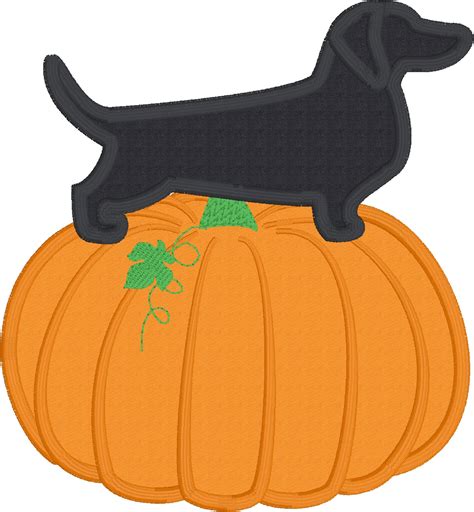 Pumpkin Dachshund Applique Embroidery Design Download For Etsy