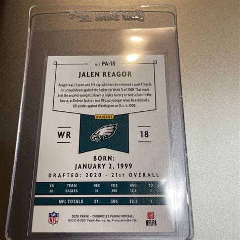 2020 Panini Chronicles Football JALEN REAGOR Rookie Card PA 18 Eagles