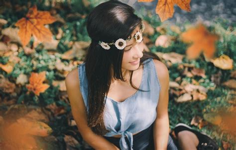 Wallpaper Leaves Brunette Maple Sitting For Mobile And Desktop Section Resolution